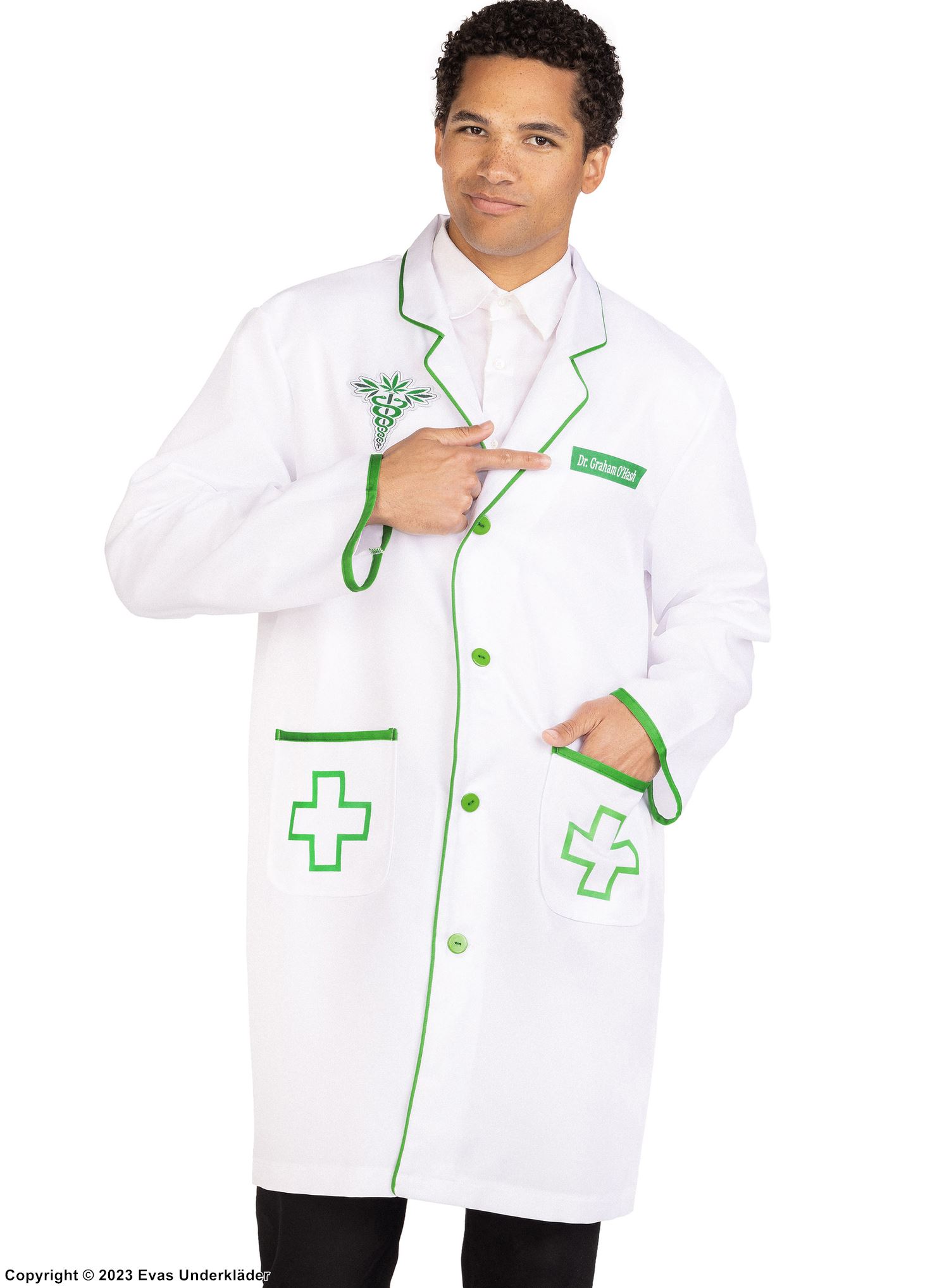 Doktor, maskerad-kavaj med fickor, knappar och långa ärmar